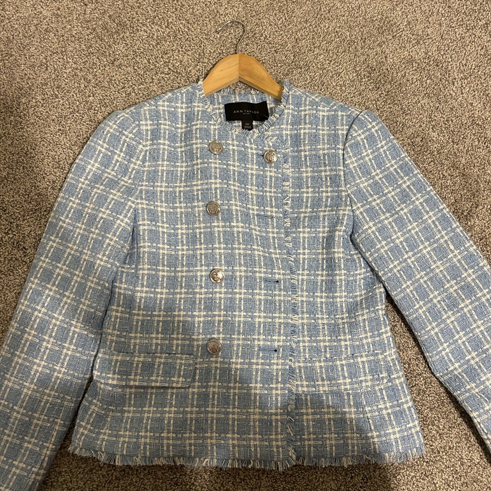 New Ann Taylor Light Blue Plaid Women's Blazer